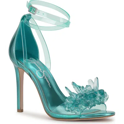 Jessica Simpson Janivah Floral Embellished High Heel Sandals In Blue