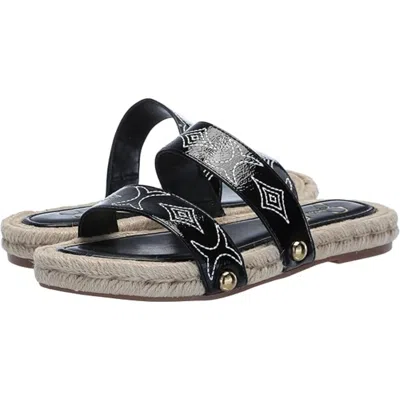 Jessica Simpson Jasdin Flat Sandals Womensm Black Espadrille Slide Htat1195 In Multi
