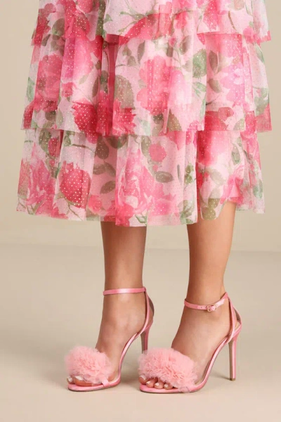 Jessica Simpson Jilria Light Pink Satin Ankle Strap High Heel Sandals