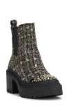 Jessica Simpson Jymmie Cap Toe Platform Chelsea Boot In Black Sparkle Tweed