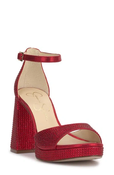 Jessica Simpson Kaliah Ankle Strap Platform Sandal In Red Muse