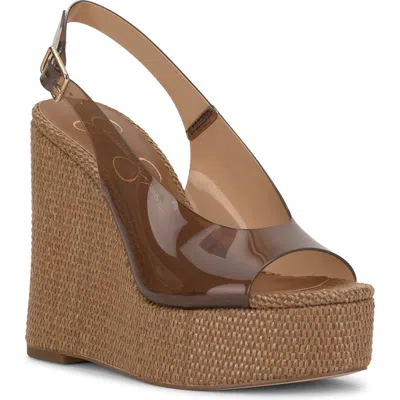Jessica Simpson Kaliese Slingback Platform Wedge Sandal In Brown
