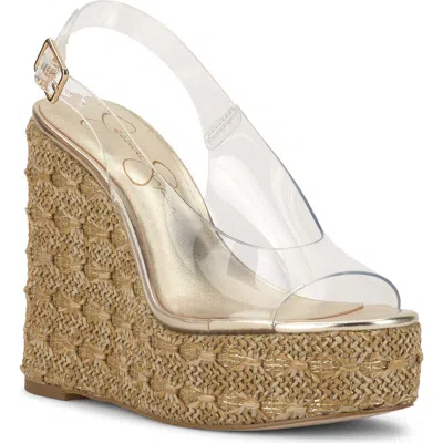Jessica Simpson Kaliese Slingback Platform Wedge Sandal In Transparent