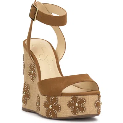 Jessica Simpson Kamindi Ankle Strap Platform Sandal In Tuscan Tan Suede