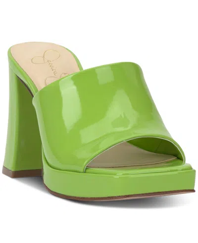 Jessica Simpson Kashet Platform Block-heel Dress Sandals In Spring Green Patent