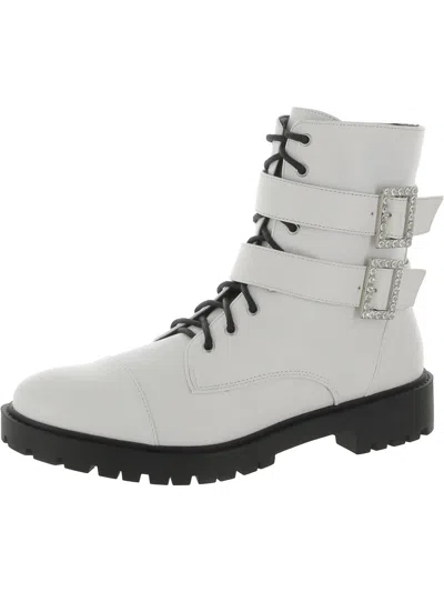 Jessica Simpson Kerina Womens Faux Leather Ankle Boots In White