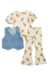 JESSICA SIMPSON KIDS' 3-PIECE VEST & PRINT SET