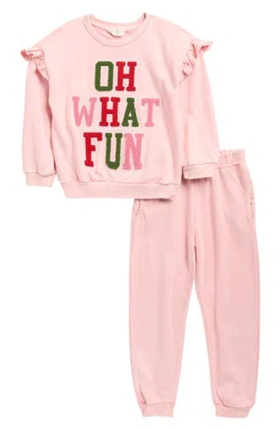Jessica Simpson Kids' Acid Washed French Terry Top & Joggers Set In Pink