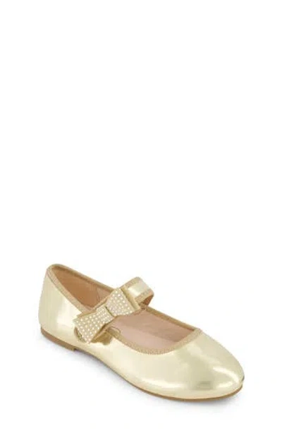 Jessica Simpson Kids' Little And Big Girls Amy Crystal Bow Ballet Flat In Gold