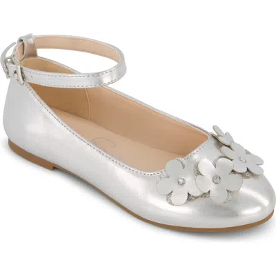 Jessica Simpson Kids' Amy Petal Ankle Strap Flat In Silver