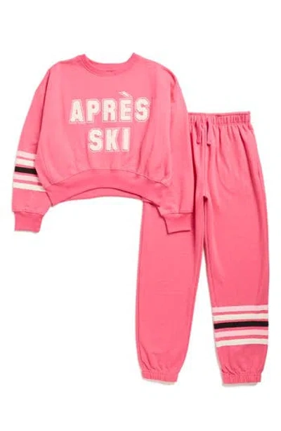 Jessica Simpson Kids' Après Ski Fleece Sweatshirt & Joggers Set In Pink