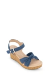 Jessica Simpson Little And Big Girls Asha Knot Sparkly Cork Wedge Sandals In Denim