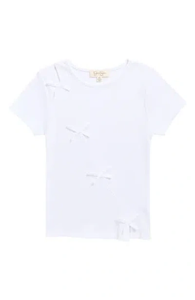Jessica Simpson Kids' Bow Rib Knit T-shirt In Gray