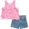 Jessica Simpson Kids' Bow Tank Top & Denim Shorts Set In Pink