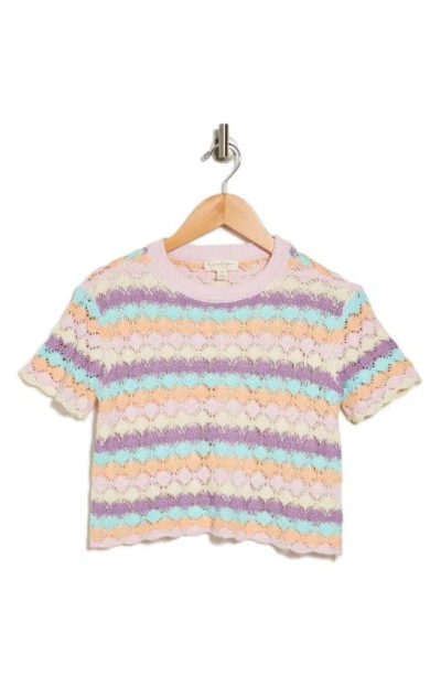 Jessica Simpson Kids' Cotton Crochet Knit T-shirt In Multi