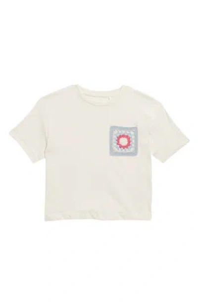 Jessica Simpson Kids' Crochet Pocket T-shirt In Sea Salt