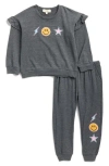 Jessica Simpson Kids' Drapey French Terry Sweater & Joggers Set In Gray