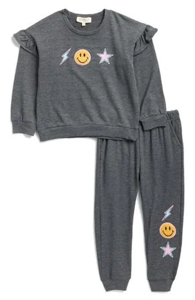 Jessica Simpson Kids' Drapey French Terry Sweater & Joggers Set In Gray