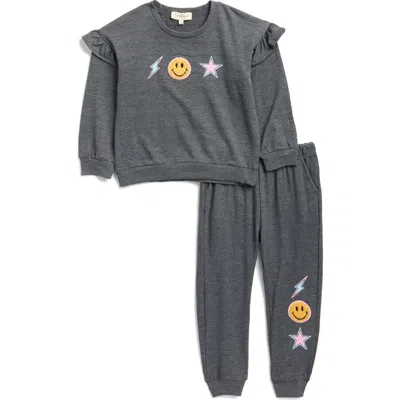 Jessica Simpson Kids' Drapey French Terry Sweater & Joggers Set In Gray