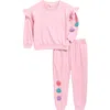 Jessica Simpson Kids' Drapey French Terry Sweater & Joggers Set In Pink