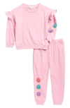 Jessica Simpson Kids' Drapey French Terry Sweater & Joggers Set In Pink
