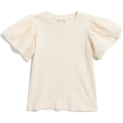 Jessica Simpson Kids' Eyelet Sleeve Top In Sea Salt