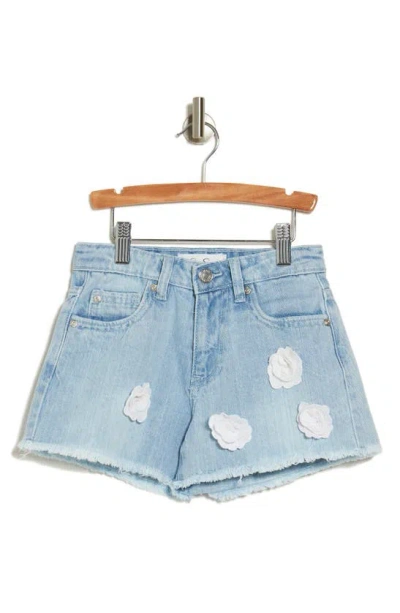 Jessica Simpson Kids' Floral Appliqué Denim Shorts In Light Wash