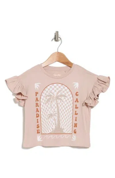 Jessica Simpson Kids' Flutter Sleeve Graphic T-shirt In Sand