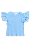 Jessica Simpson Kids' Flutter Sleeve Rib Knit Top In Blue