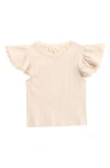 Jessica Simpson Kids' Flutter Sleeve Rib Knit Top In Crystal Gray