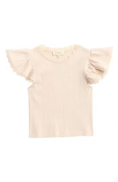 Jessica Simpson Kids' Flutter Sleeve Rib Knit Top In Crystal Gray
