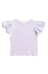 Jessica Simpson Kids' Flutter Sleeve Rib Knit Top In Light Lavender