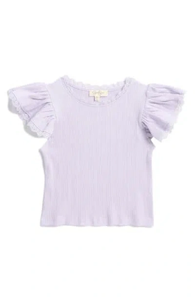 Jessica Simpson Kids' Flutter Sleeve Rib Knit Top In Light Lavender