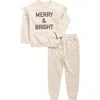 Jessica Simpson Kids' Holly Jolly French Terry Pullover & Joggers Set In Brown