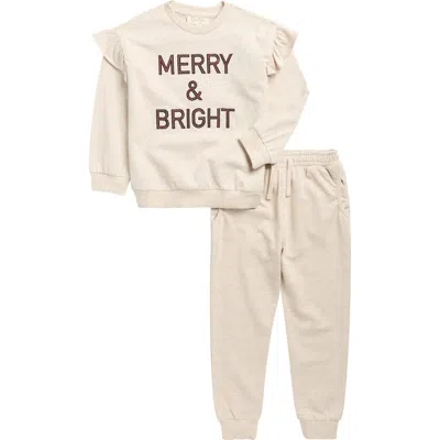 Jessica Simpson Kids' French Terry Merry Top & Joggers Set In Brown