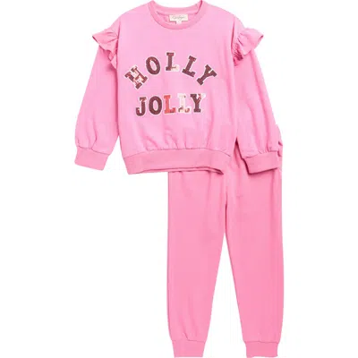 Jessica Simpson Kids' French Terry Merry Top & Joggers Set In Pink