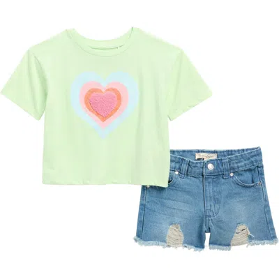 Jessica Simpson Kids' Graphic T-shirt & Denim Shorts Set In Multi