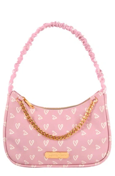 Jessica Simpson Kids' Heart Print Shoulder Bag In Black