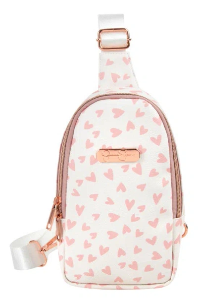 Jessica Simpson Kids' Heart Sling Crossbody Bag In White