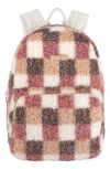 Jessica Simpson Kids' High Pile Fleece Check Backpack