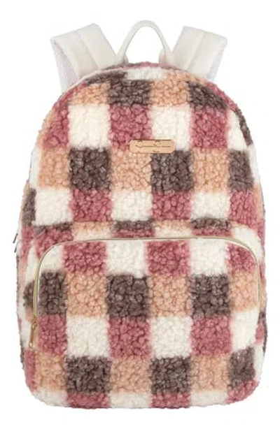 Jessica Simpson Kids' High Pile Fleece Check Backpack