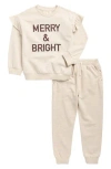 Jessica Simpson Kids' Holly Jolly French Terry Pullover & Joggers Set In Brown