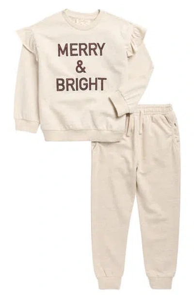 Jessica Simpson Kids' Holly Jolly French Terry Pullover & Joggers Set In Brown