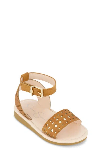 Jessica Simpson Kids' Toddler Girls Janey Perf Leather Sandals In Cognac