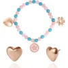 Jessica Simpson Kids Kids Pastel Beaded Bracelet & Heart Earrings Set In Gold