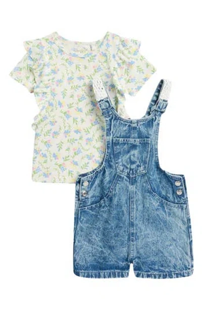 Jessica Simpson Kids' Knit Top & Overalls Set In Blue Multi