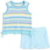 Jessica Simpson Kids' Openwork Tank & Shorts Set In Blue