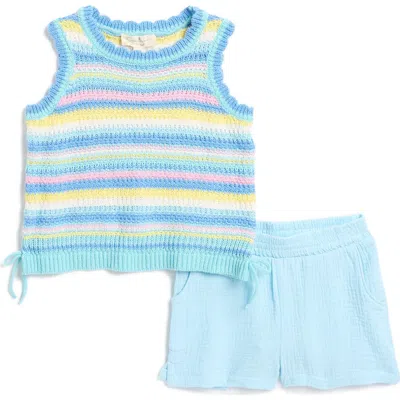Jessica Simpson Kids' Openwork Tank & Shorts Set In Blue