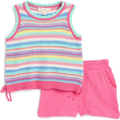Jessica Simpson Kids' Openwork Tank & Shorts Set In Pink