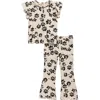 Jessica Simpson Kids' Rib Knit Cap Sleeve Top & Flare Leggings Set In Black